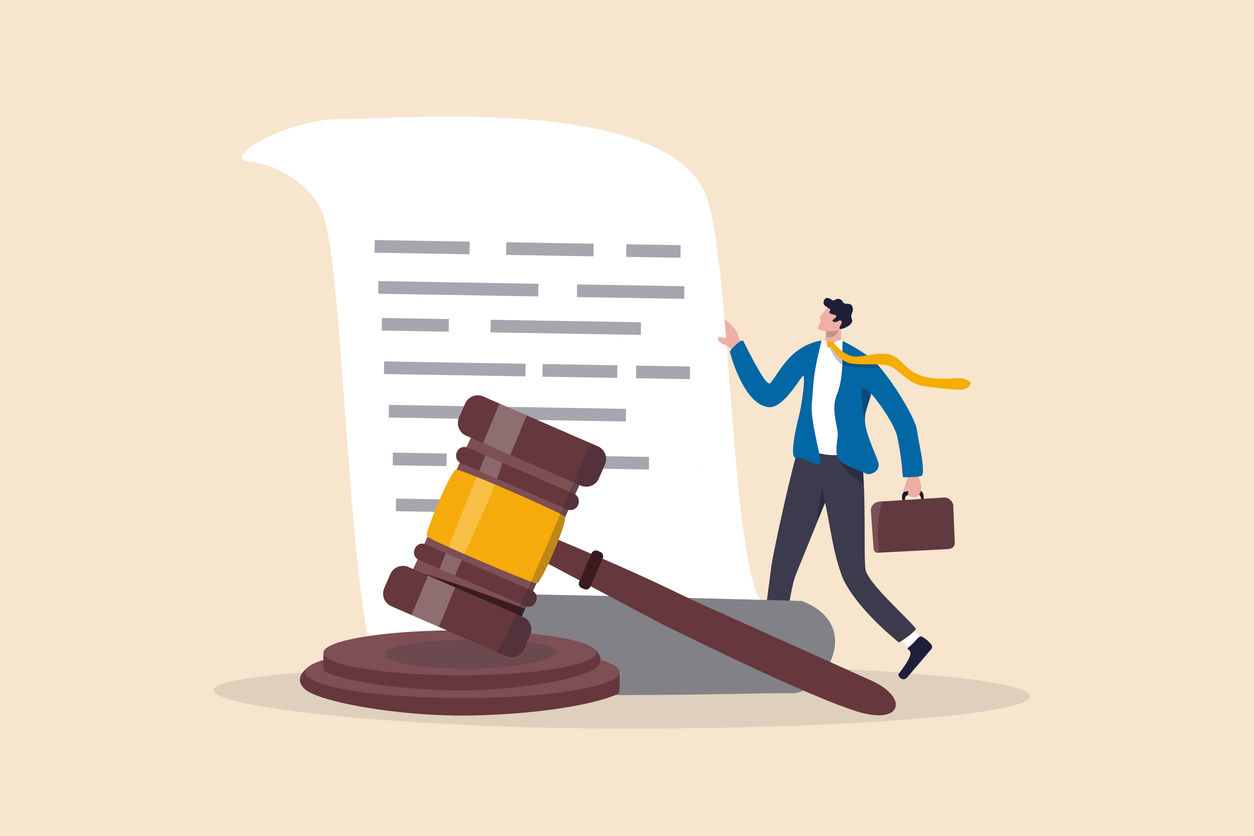Read more about the article Concept Law, Justice. Legal service, services of a lawyer, notary. Men against the backdrop of the city discuss legal issues
